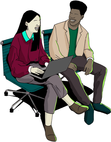 Man Woman Chairs Laughing